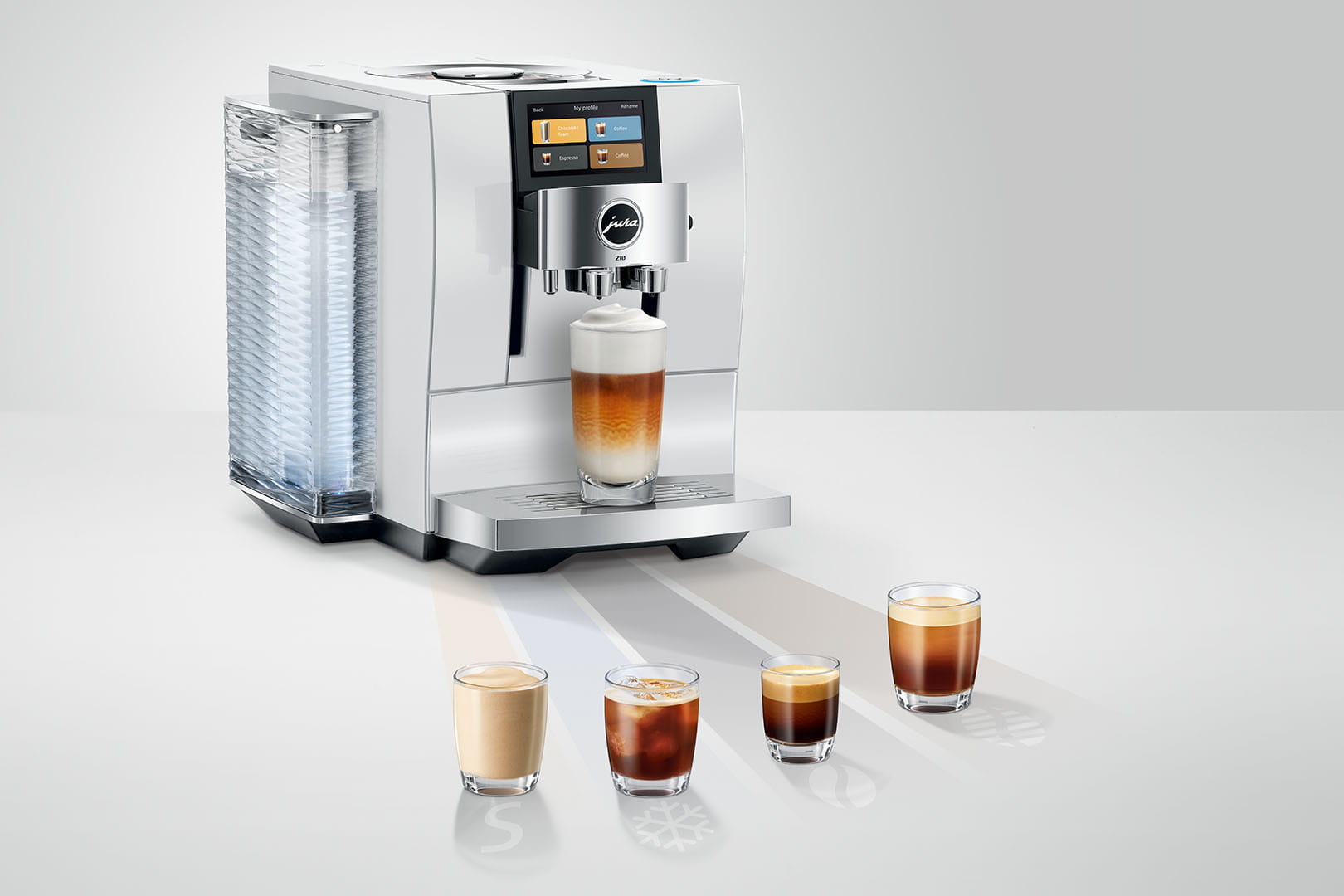 Ekspres Jura Z10 EB Diamond White z wachlarzem specjałów Hot, Light, Cold, Sweet